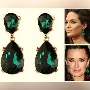 Celebrity emerald Green rhinestone elegant earrings